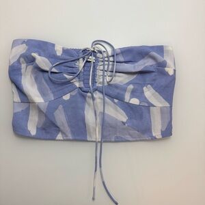 Abercrombie & Fitch Blue White Crop Halter Top Size S